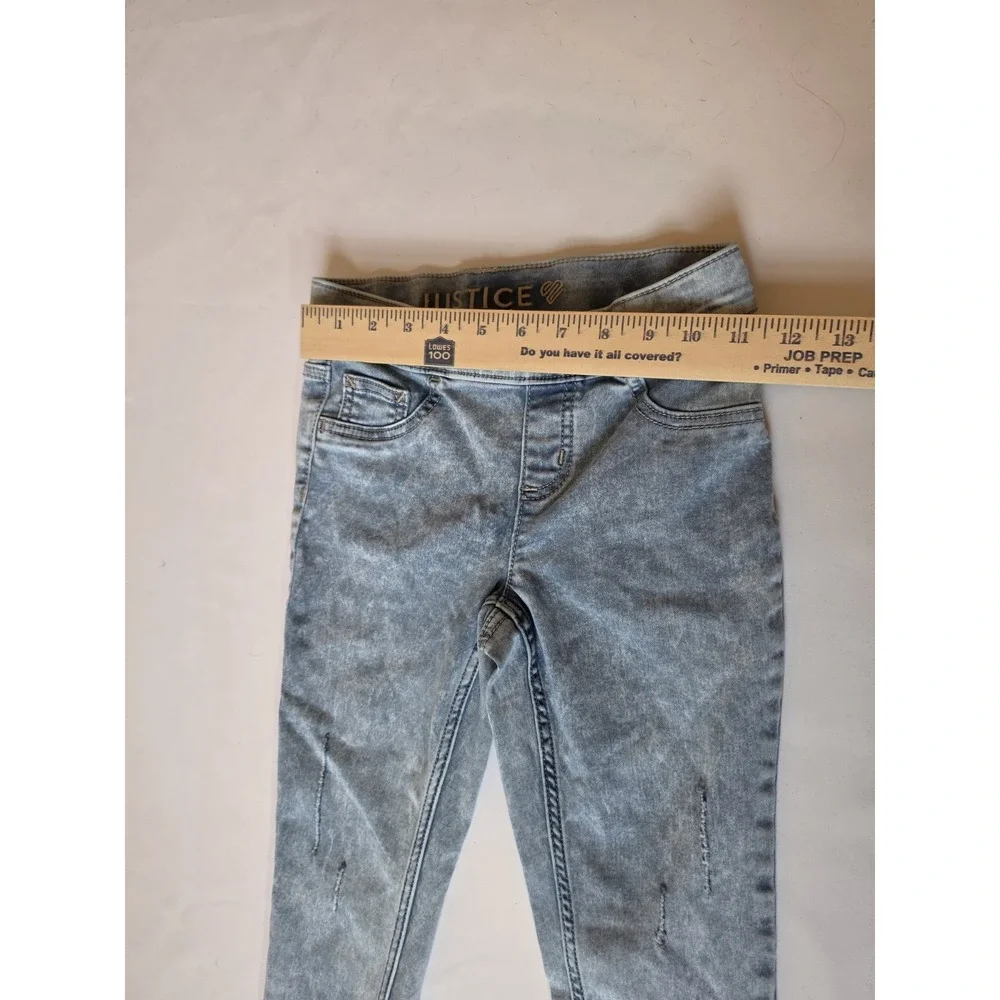 Justice Leggings for Girls, Size 10 — Light Blue Denim Style with‎ Distressed